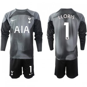 Fotbalové dresy Tottenham Hotspur LLORIS 1 Brankářské Dětské 2022-23 Černá Dlouhý Rukáv